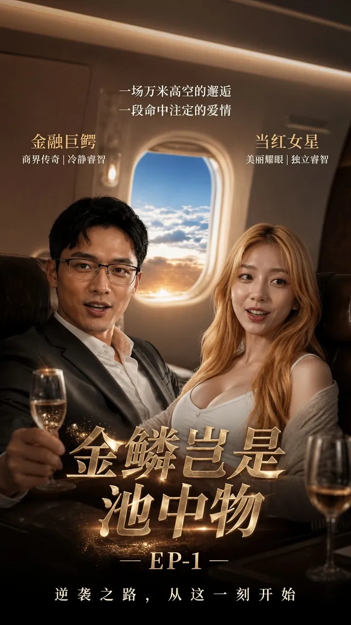 禁果短剧竖屏剧集海报：飞机舱内男女主角相遇的画面